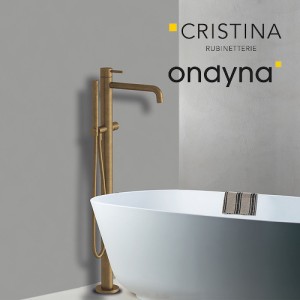 bain douche triverde monocolonne sur pied vieux bronze mat - CRISTINA ONDYNA TV18993 