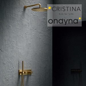 Façade externe triverde douche murale 2sorties or brosse - CRISTINA ONDYNA TV60296P 