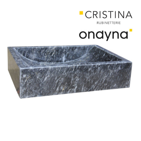 Vasque en pierre rectangulaire 70/45/10 cm noir marbré - CRISTINA ONDYNA UC317007 