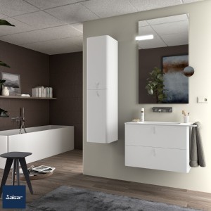 Meuble de salle de bain 2 tiroirs UNIIQ 800 blanc mat - SALGAR 96620