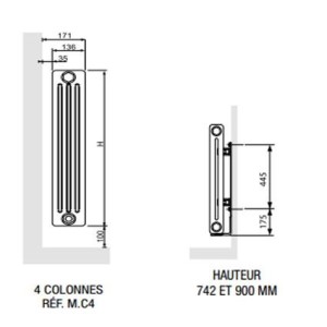 Radiateur chauffage central ACOVA VUELTA Etroit- VUELTA 1710W M6C4-15-090