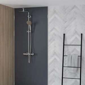 Colonne de douche ronde thermostatique Aquatica chromée - KINEDO CD365