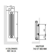 Radiateur chauffage central ACOVA - VUELTA ÉTROIT 1470W - M6C4-10-120