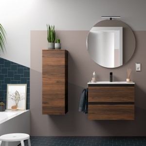 Meuble de salle de bain SPIRIT 700 2 tiroirs métalliques NOYER MAYA - SALGAR 102853 