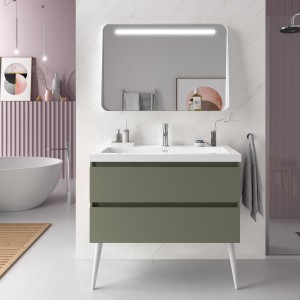 Meuble de salle de bain SPIRIT 1000 2 tiroirs métalliques GREEN FOREST - SALGAR 103474 