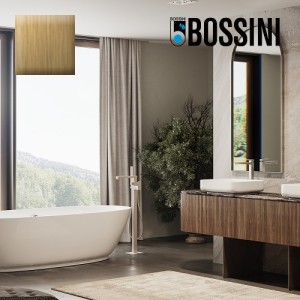 Mélangeur bain/douche avec colonnette d'alimentation par le sol et douchette flat one or GILLO - BOSSINI Z00761021