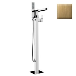 Mélangeur bain/douche avec colonnette d'alimentation par le sol et douchette flat one or GILLO - BOSSINI Z00761021