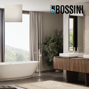 Mélangeur bain/douche avec colonnette d'alimentation par le sol et douchette flat one nickel satiné GILLO - BOSSINI Z00761030