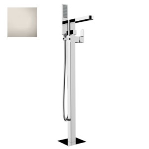 Mélangeur bain/douche avec colonnette d'alimentation par le sol et douchette flat one nickel satiné GILLO - BOSSINI Z00761030
