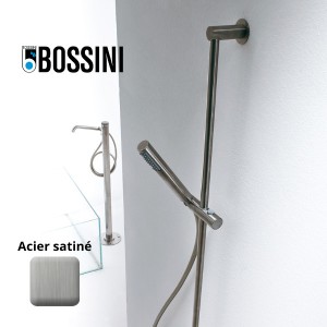 Ensemble barre de douche en inox avec douchette et flexible Nobu Acier Satiné - BOSSINI IND002P075