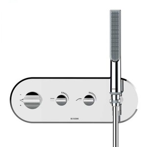 Partie externe mitigeur thermostatique mural bain douche chromé Apice - Bossini Z00523030