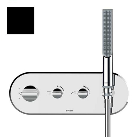 Partie externe mitigeur thermostatique mural bain douche noir mat Apice - Bossini Z00523073