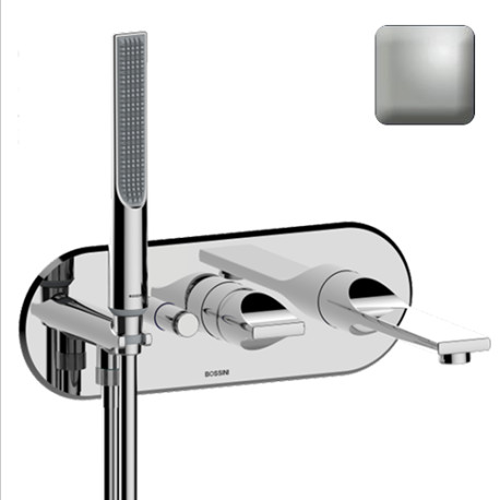 Partie externe mitigeur monocommande mural bain douche nickel satiné Apice - Bossini Z00555094