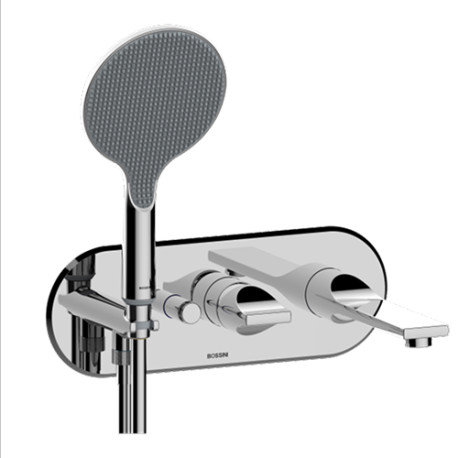 Partie externe mitigeur monocommande mural bain douche chromé Apice - Bossini Z00557030