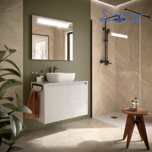 Ensemble meuble et plan de salle de bain 2 Portes Noja 800 White gloss - SALGAR 105552