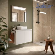 Ensemble meuble et plan de salle de bain 2 Portes Noja 800 White Satin - SALGAR 105553