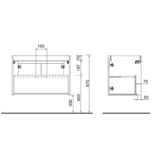 Ensemble meuble et plan de salle de bain 2 Portes Noja 800 Black Satin - SALGAR 105554