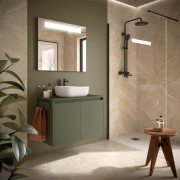 Ensemble meuble et plan de salle de bain 2 Portes Noja 800 Green Satin - SALGAR 105556