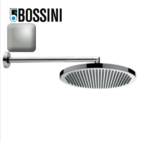 Ensemble pomme de tête douche 280mm bras à angle nickel satiné Apice - Bossini H70430H094