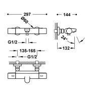 Ensemble douche bain-douche thermostatique Noir mat - TRES 19017419NM 