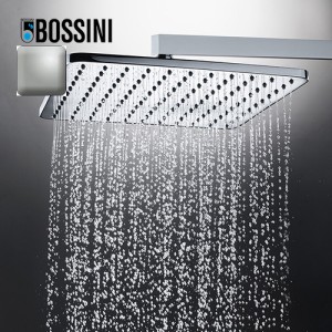 Pomme de tête carrée 280mm jet de pluie autonettoyant nickel satiné Cosmo - BOSSINI I00598094