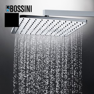 Pomme de tête carrée 230mm jet de pluie autonettoyant noir mat Cosmo - BOSSINI I00597073
