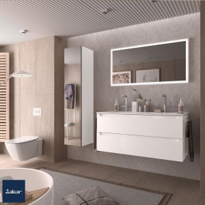 Meuble salle bain MONTERREY 1200 2 tiroirs métal.WHITE COTTON 1197x540x450mm - SALGAR 96526 