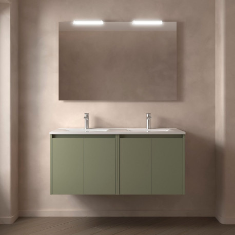 Meuble salle de bains et miroir 120cm 4 portes Green Satin NOJA - SALGAR 105304