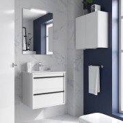 Meuble salle de bains + Vasque 60cm 2 tiroirs White Satin ATTILA - SALGAR 104888