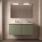 Meuble salle de bains et miroir 120cm 4 portes Green Satin NOJA - SALGAR 105304