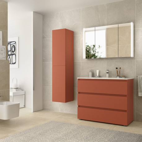 Meuble de salle de bain SPIRIT 1000 3 tiroirs métalliques TERRACOTA - SALGAR 103511 