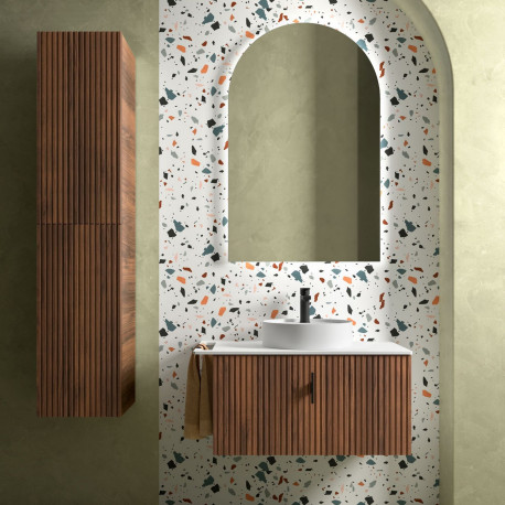 Meuble de salle de bain BIBA 800 1 tiroir et 1 tiroir intérieur NOYER MAYA - SALGAR 103015 