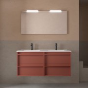 Meuble salle de bains + Vasque 120cm 4 tiroirs Red Satin ATTILA - SALGAR 104926