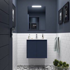 Meuble salle de bains et miroir 70cm 2 portes Blue Satin NOJA - SALGAR 105285