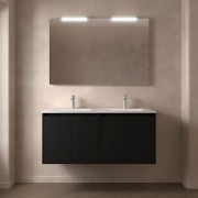 Meuble salle de bains et miroir 120cm 4 portes Black Satin NOJA - SALGAR 105302