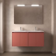 Meuble salle de bains et miroir 120cm 4 portes Red Satin NOJA - SALGAR 105305
