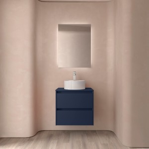 Meuble salle de bains et plan de toilette 70cm 2 tiroirs Blue Satin NOJA - SALGAR 105465