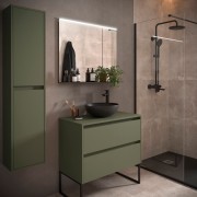 Meuble salle de bains et plan de toilette 90cm 2 tiroirs Green Satin NOJA - SALGAR 105502