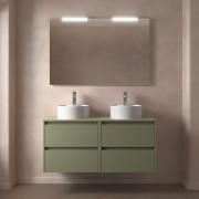 Meuble salle de bains et plan de toilette 120cm 4 tiroirs Green Satin NOJA - SALGAR 105520