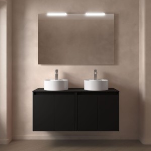 Meuble salle de bains et plan de toilette 140cm 4 portes Black Satin NOJA - SALGAR 105572