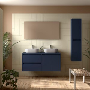 Ensemble Salle De Bains Noja 120 2 Portes 2 Tiroirs Blue Satin - SALGAR 113468 