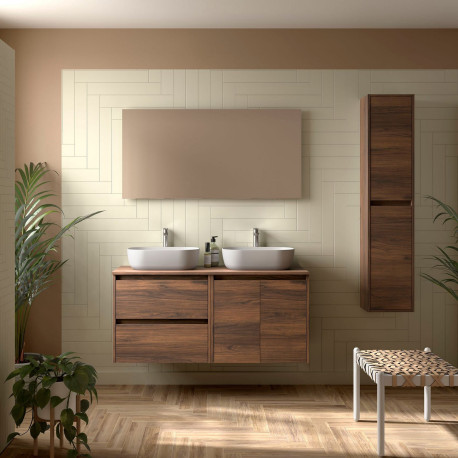 Ensemble Salle De Bains Noja 140 2 Portes 2 Tiroirs Noyer Maya - SALGAR 113482 