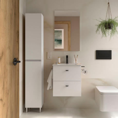 Meuble salle de bains et plan de vasque 50cm 2 tiroirs White Satin INARA - SALGAR 113674