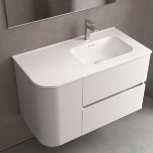 Lavabo Constanza 900I Para Coquette Curva, Sans Siphon Et Bonde Clic-Clac Blanc Mat 910 X 20 X 460 Mm - SALGAR 113793 