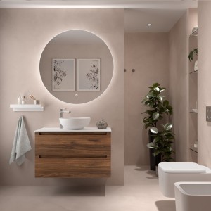 Meuble de salle de bain MONTERREY 900 2 tiroirs métalliques NOYER MAYA - SALGAR 102940 