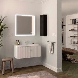 Meuble de salle de bain BIBA 900 1 tiroir WHITE COTTON 897 x 405 x 450 mm - SALGAR 102944 