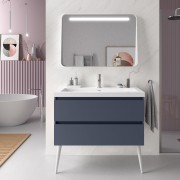 Meuble de salle de bain SPIRIT 1000 2 tiroirs métalliques NIGHT BLUE - SALGAR 103462 