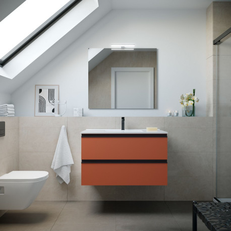 Meuble de salle de bain SPIRIT 900 2 tiroirs métalliques TERRACOTA - SALGAR 103479 