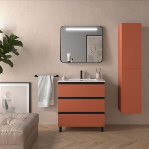 Meuble de salle de bain SPIRIT 800 3 tiroirs métalliques TERRACOTA - SALGAR 103509 