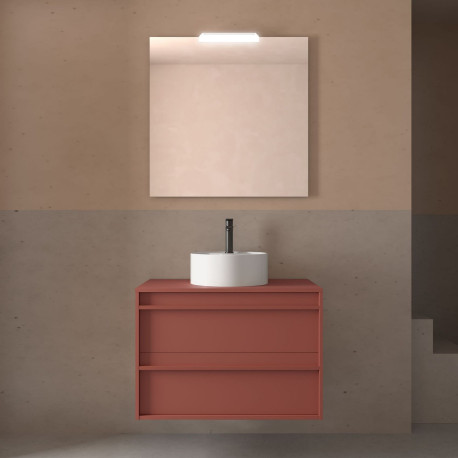 Meuble salle de bains 80cm 2 tiroirs Red Satin ATTILA - SALGAR 104958